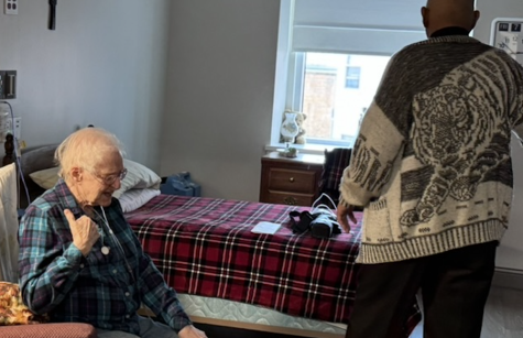 Father Gaddy blesses Sister Francita Hobbs's room Father Gaddy blesses Sister Francita Hobbs's room