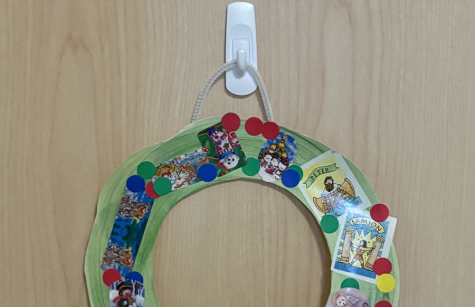 Sister Colette's new wreath hangs on her door