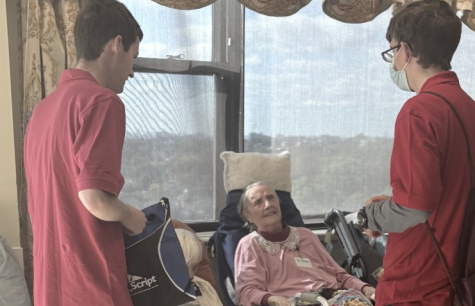 Sister Mary O'Connor chats with seminarians Sister Mary O'Connor chats with seminarians