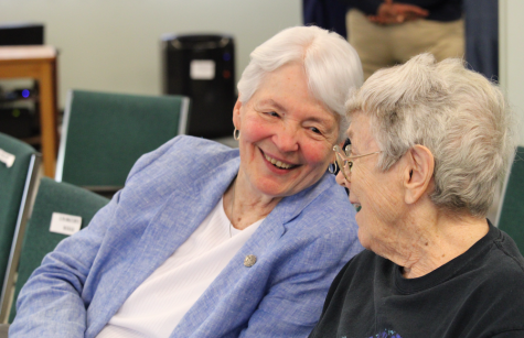 Sisters Charmaine Krohe and Rea McDonnell enjoy a laugh